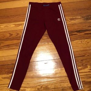 Maroon Adidas leggings